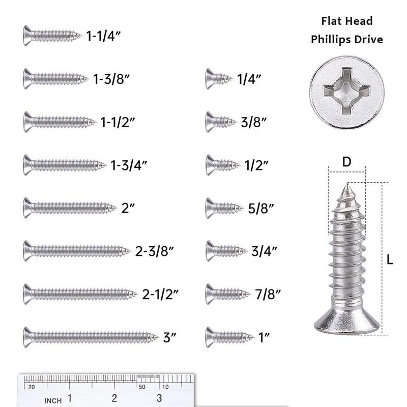 RoyceMart 100 Pack #10 x 3/4" Flat Head Phillips Self Tapping Screws, 18-8 Stainless Steel 304, Countersunk Sheet Metal & Wood Screws, Corrosion Resistant Fasteners - Image 3